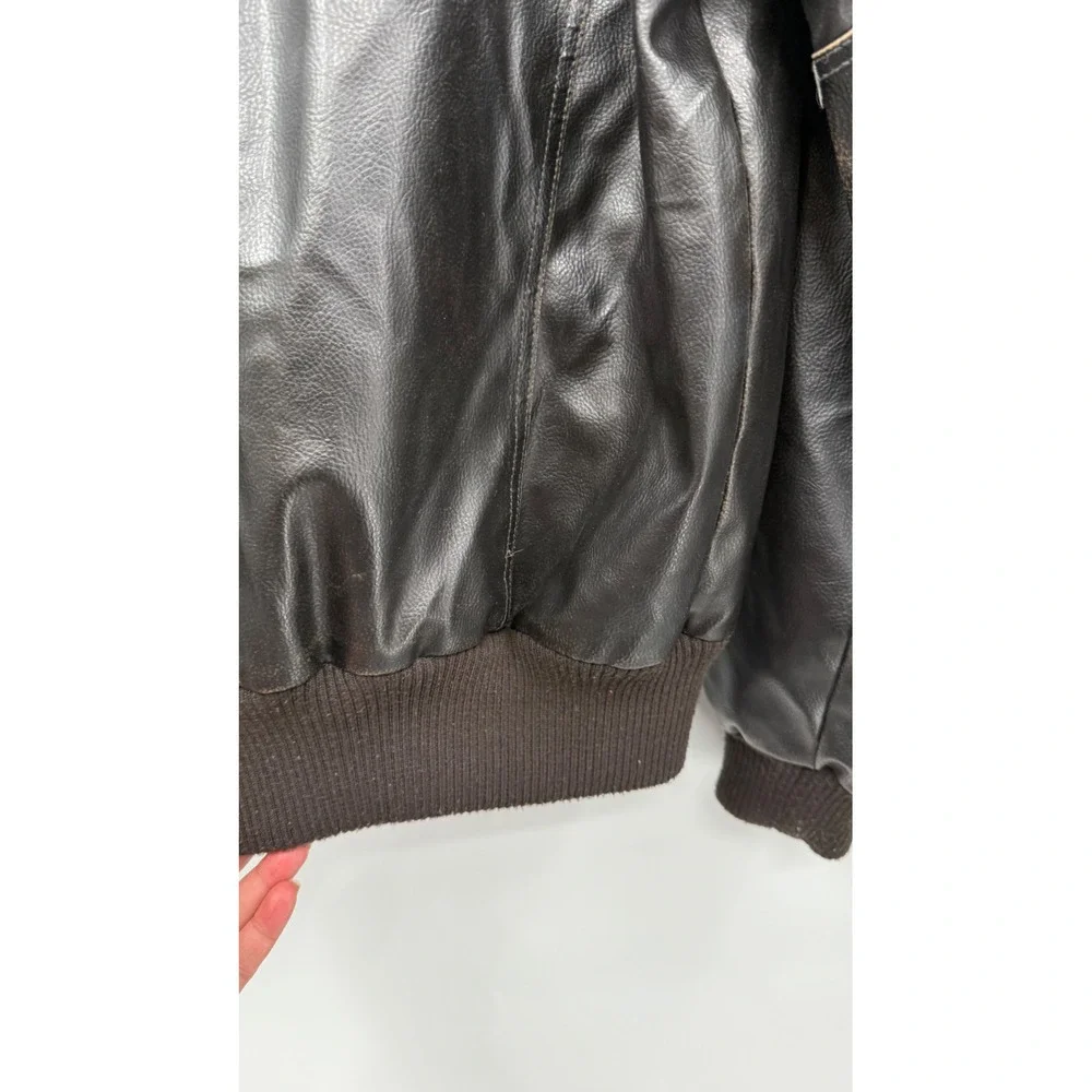Levis Medium Bomber Jacket Mens Brown Faux Leather Sherpa Collar Aviator RN54163